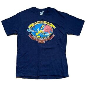Vintage 1987 USS Taylor FFG-50 North Atlantic Cruise Graphic T-Shirt, Size Large